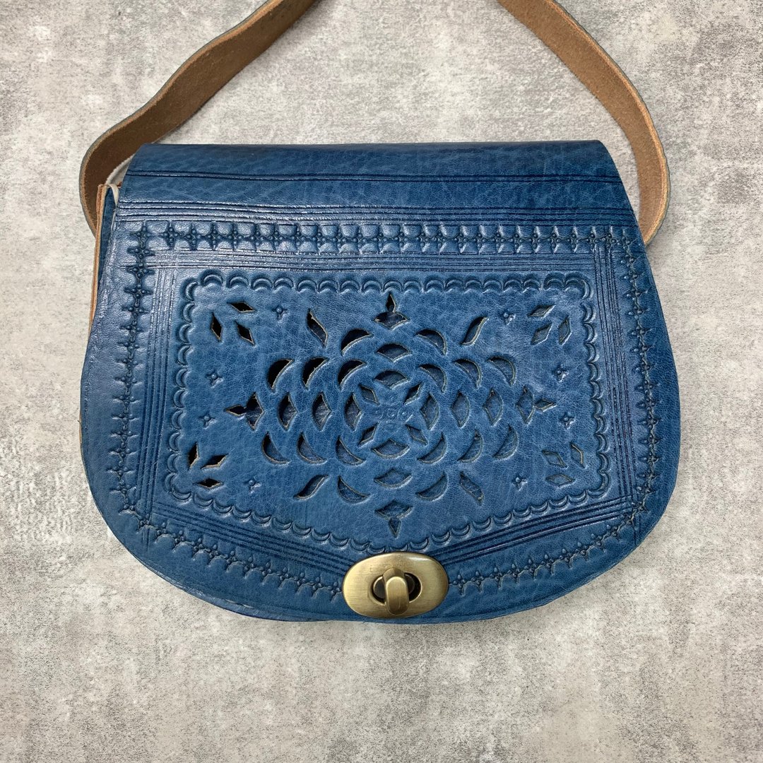 Zwiin 单层小马鞍 花砖包 Sidi Ifni - 侧背包/斜挎包 - 真皮 蓝色