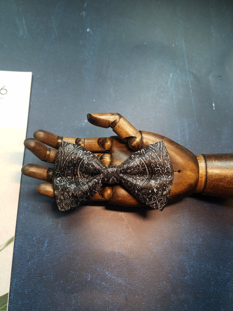 黑色银丝领结优质男bolotie气质路线 - 领结/领巾 - 丝．绢 黑色