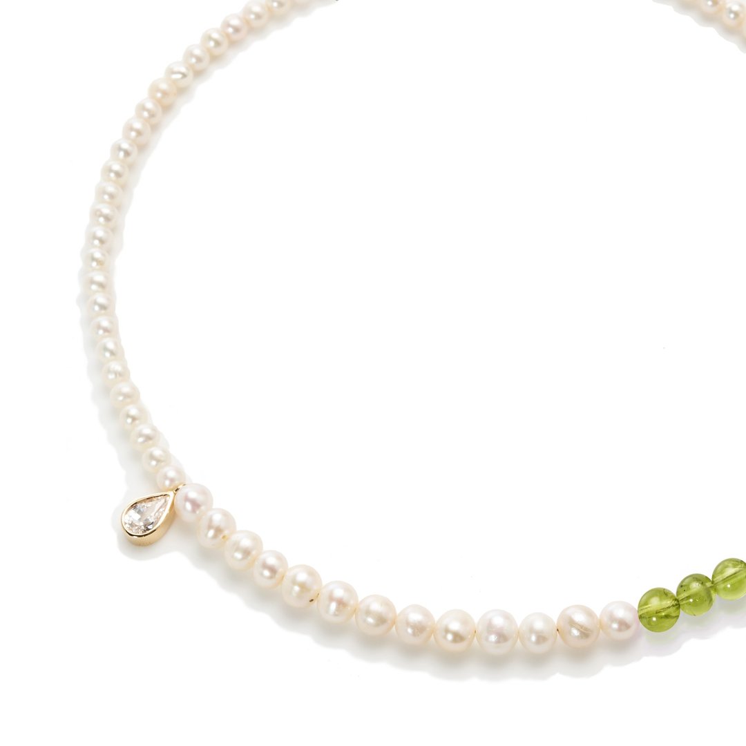 Graine Peridot Pearl Necklace - 项链 - 珍珠 金色