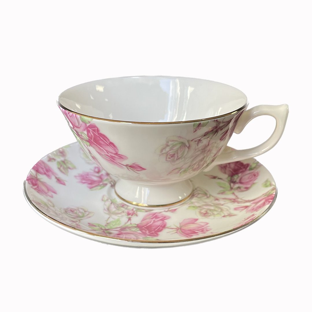 英国Aynsley 红玫瑰系列 骨瓷雅典杯盘组150ml - 茶具/茶杯 - 瓷 粉红色