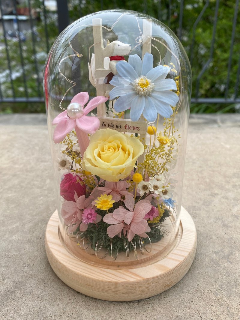 法式杂货风 春日花园 永生花 浪漫小夜灯 - 干燥花/捧花 - 植物．花 