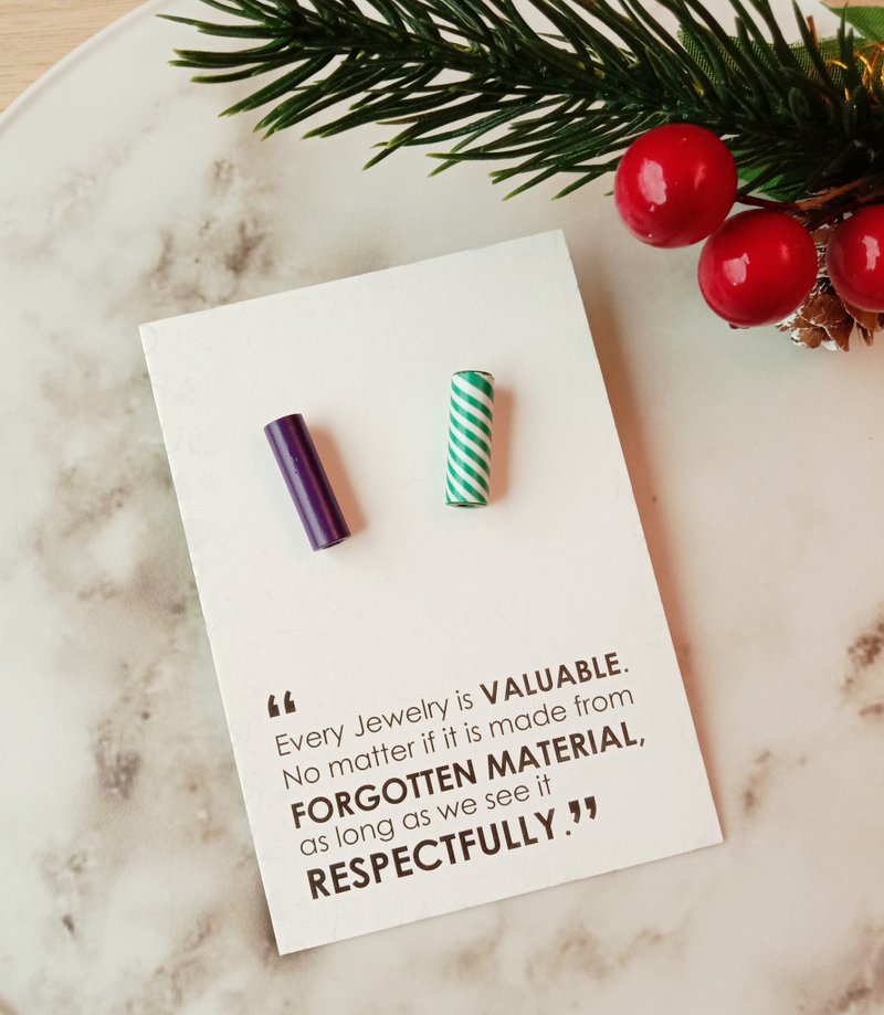 耳环_鸢尾花色 缤纷纸珠_Spira系列可换搭 - 耳环/耳夹 - 纸 紫色