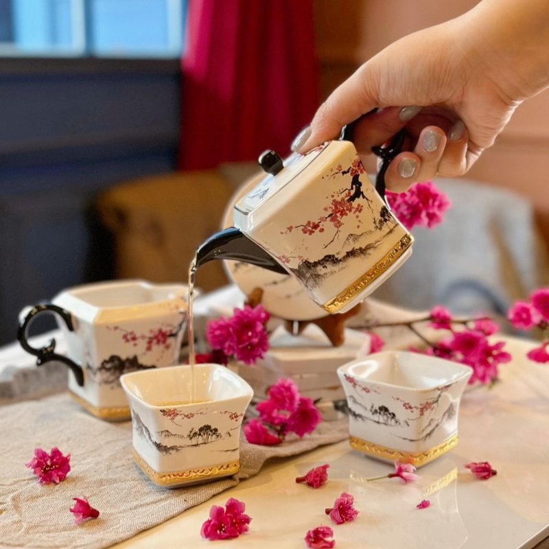樱啼春晓天灯茶具组/壶/茶海/杯/杯垫/年节送礼/高质感/手工 - 茶具/茶杯 - 瓷 