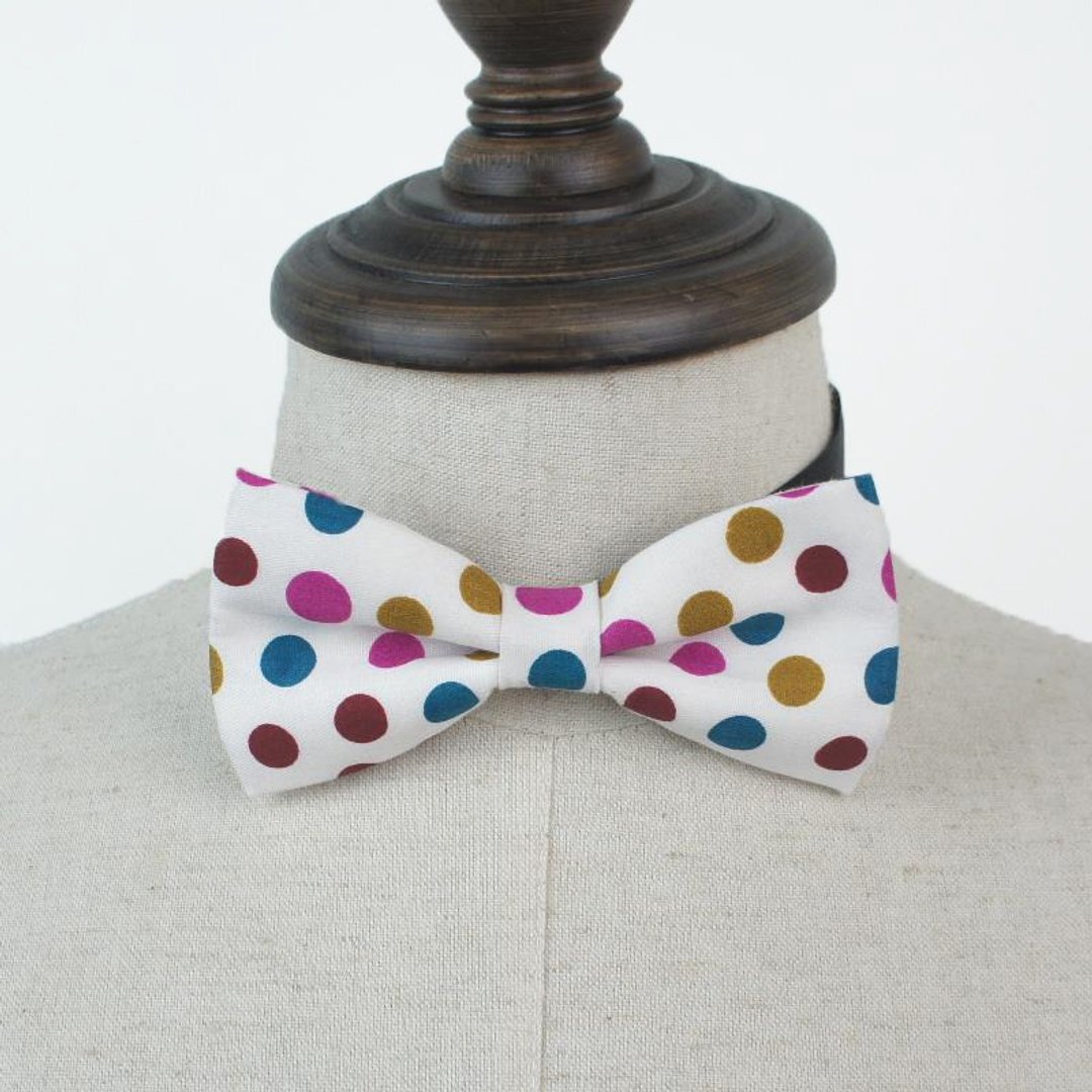 复古风 彩色圆点 点点系列 手工领结 Bow Tie 拍摄 表演道具 - 领带/领带夹 - 棉 