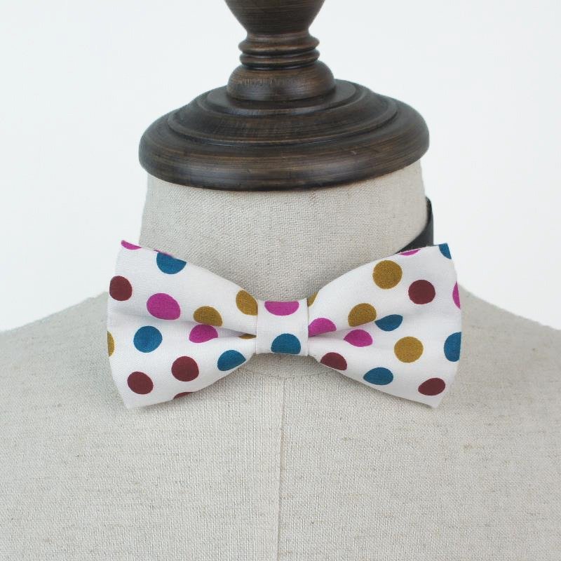 复古风 彩色圆点 点点系列 手工领结 Bow Tie 拍摄 表演道具 - 领带/领带夹 - 棉．麻 