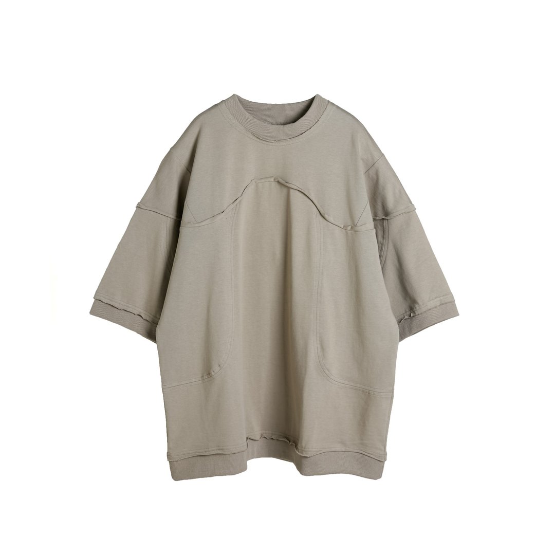 High Neck Tee - 男装上衣/T 恤 - 棉 卡其色