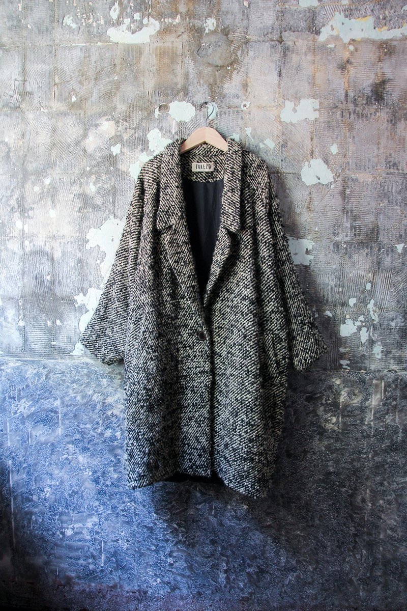 袅袅百货公司-Vintage 黑白交织大衣外套  复古着 - 女装休闲/机能外套 - 其他材质 