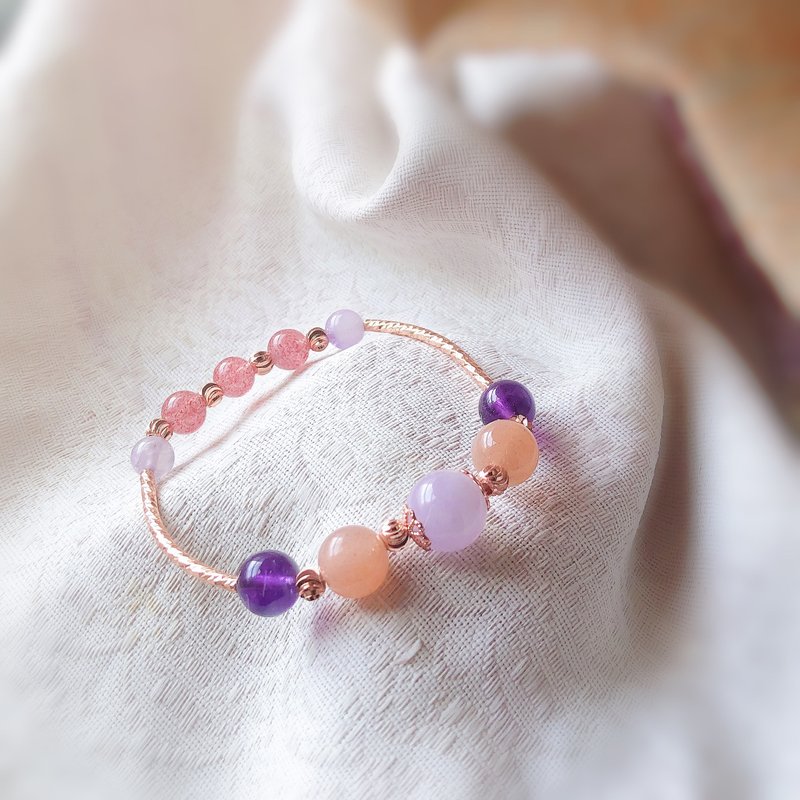 橙月亮石 草莓晶 紫晶 爱情运 水晶 手鈪 手链 手链 手环 定制化 - 手链/手环 - 水晶 橘色