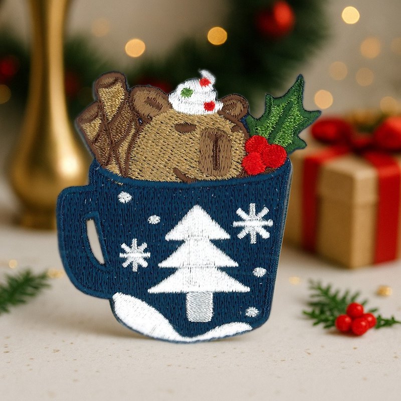 【可可水豚刺绣贴纸 | 暖冬可可杯 | 可直接贴】 - 贴纸 - 绣线 