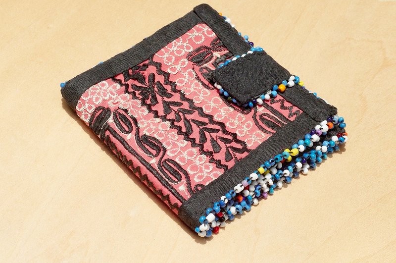 手工刺绣古布钱包 民族风短夹 刺绣短夹 手工刺绣钱包-沙漠刺绣布 - 皮夹/钱包 - 棉．麻 多色