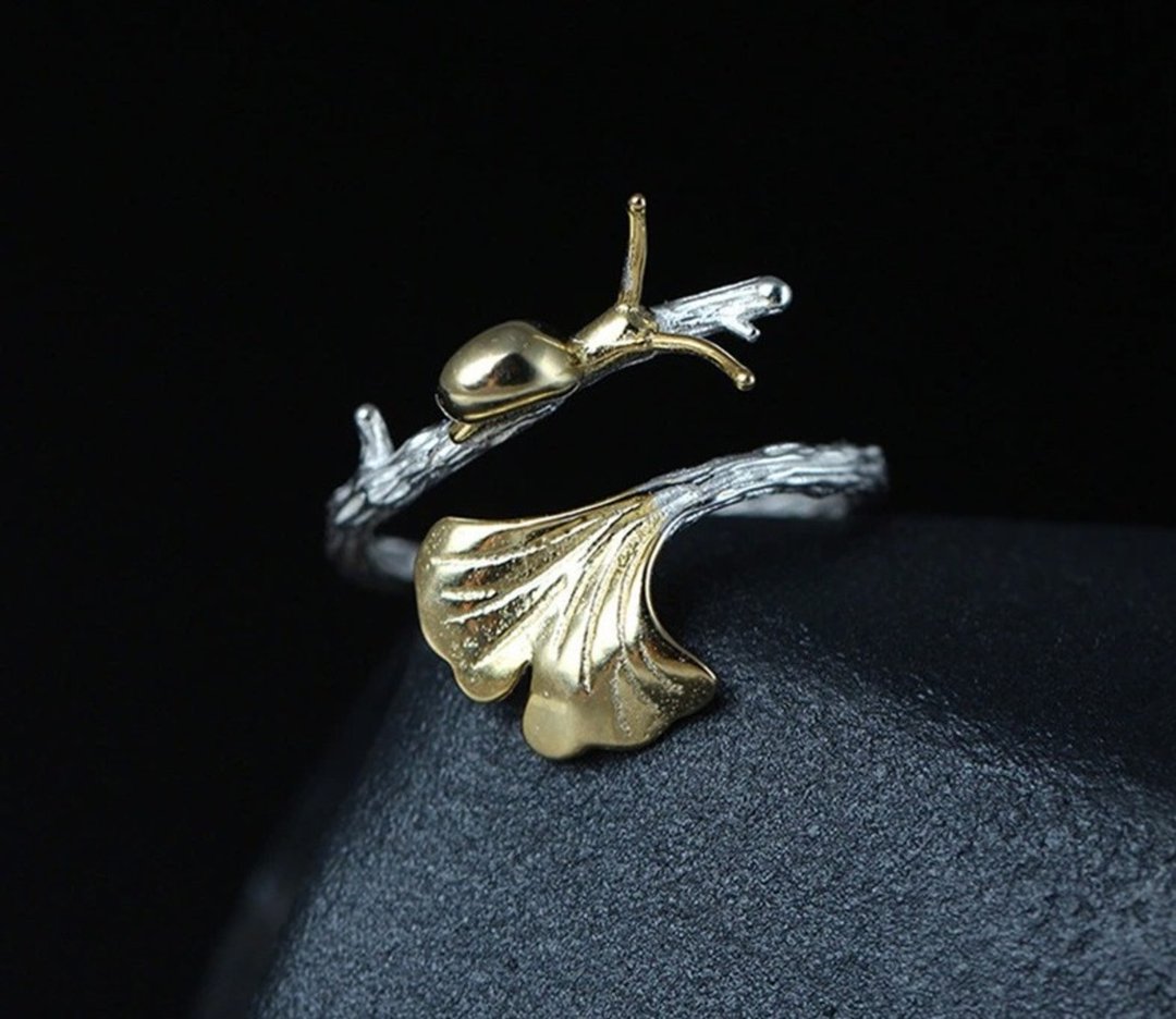Real S925 Sterling Silver Women Ethnic Open Rings Lovely Snail Ring Exaggerated - 戒指 - 纯银 银色