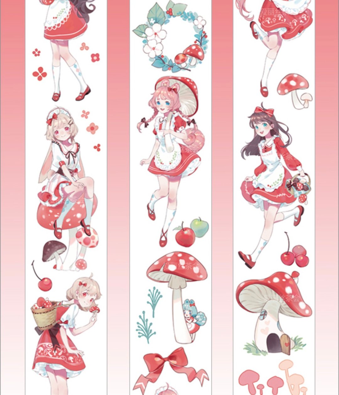 蘑菇少女 PET 和纸胶带 - 纸胶带 - 纸 多色