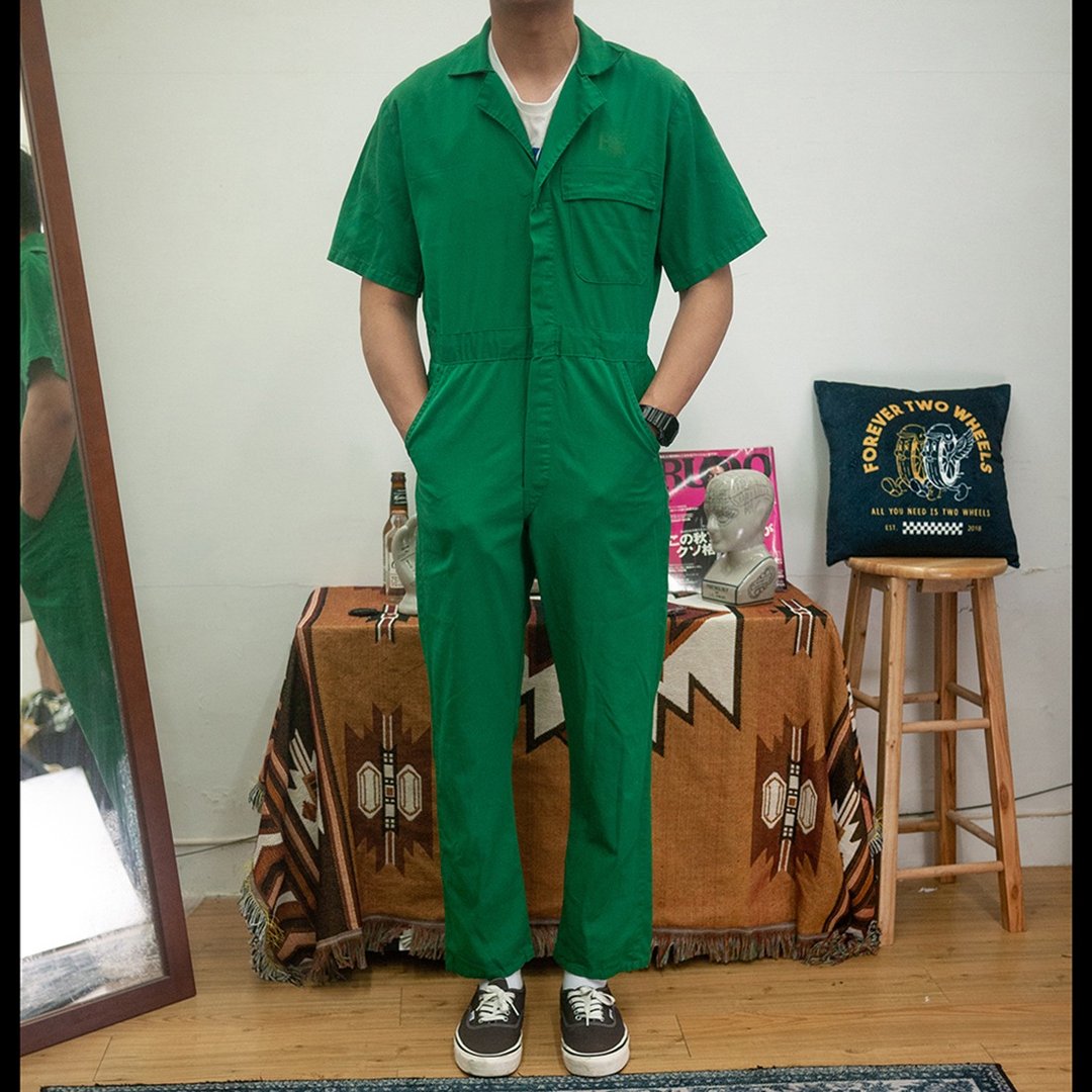 RED KAP 绿色 连身工作服 COVERALLS 古着 二手 - 男士长裤 - 棉 绿色