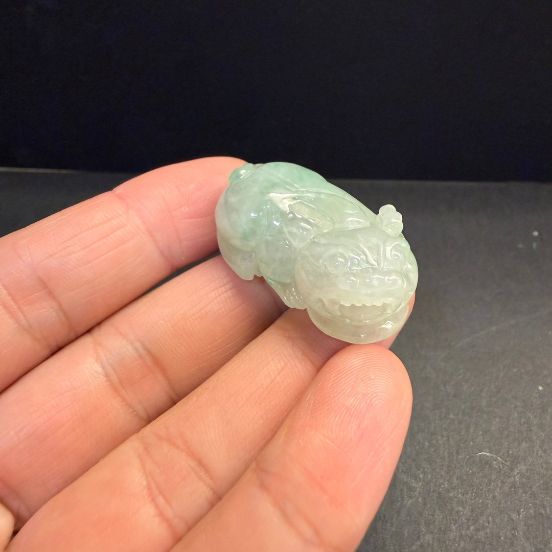 瀚玉珠宝 天然缅甸产翡翠 冰糯种带绿貔貅 小摆件 翡翠缅甸玉貔貅 - 其他 - 玉石 