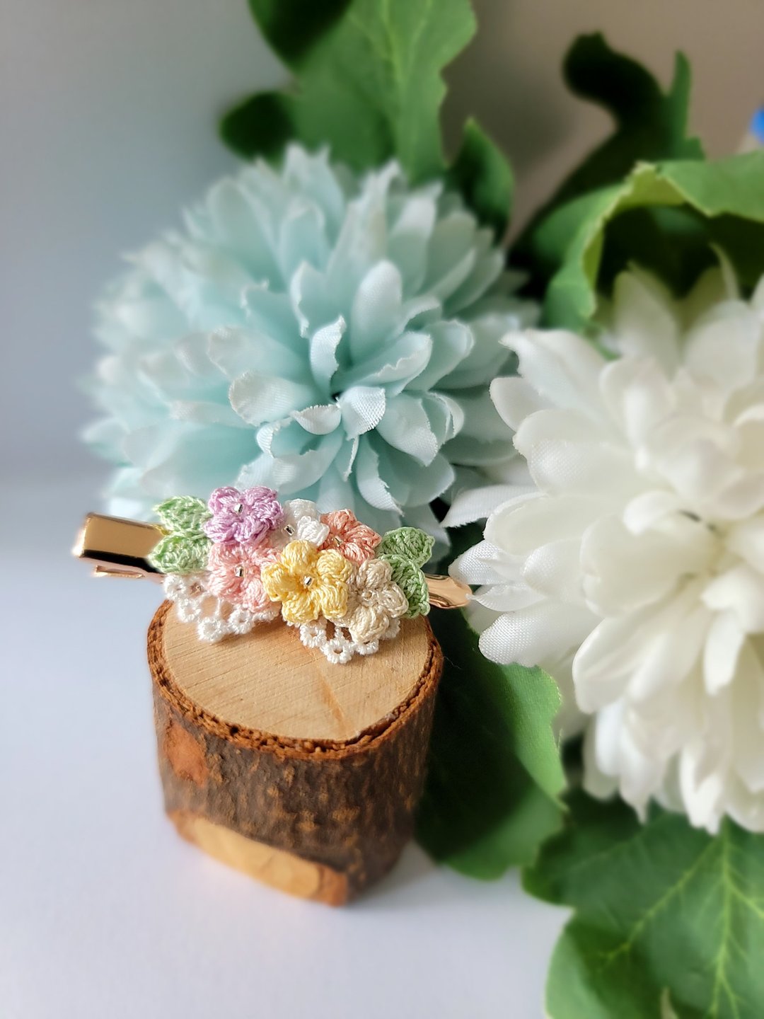 小花发夹 鸭嘴夹 人手钩织 - 发饰 - 绣线 多色