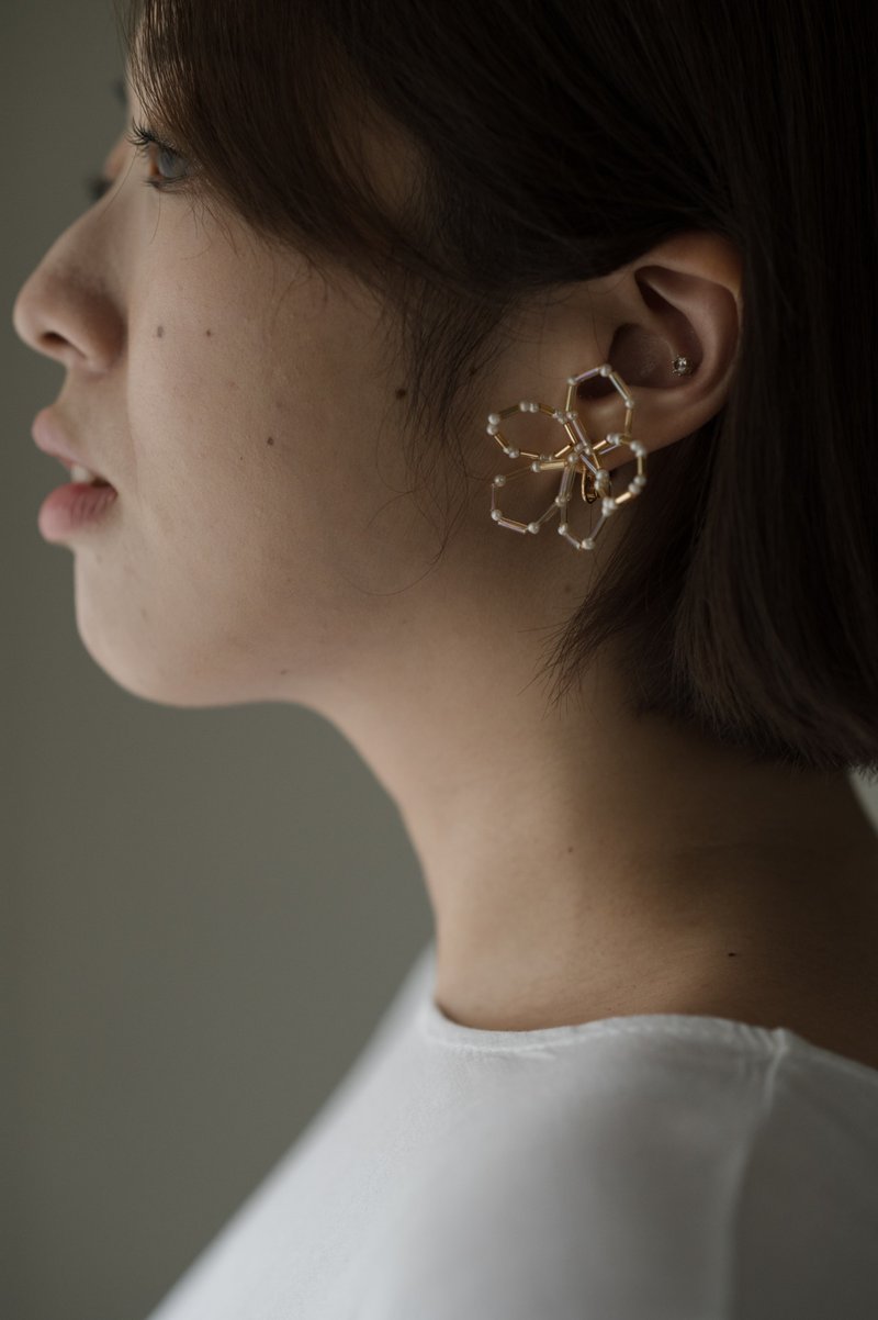 管系列 - 冰花 - 耳环/耳夹 - 其他材质 金色