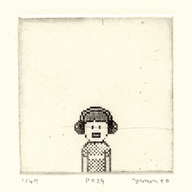 pixel art etching 8bit etching - 海报/装饰画/版画 - 纸 灰色