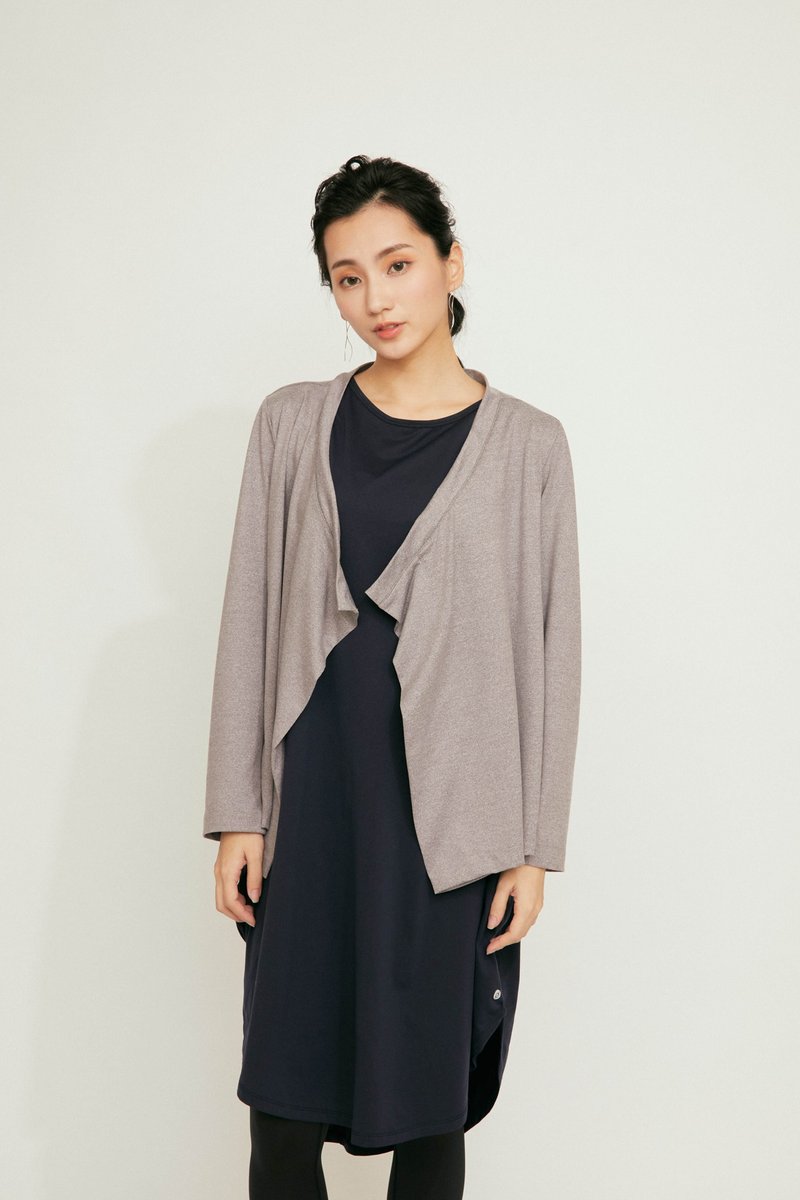 【planedo】前垂襟外套-咖啡麻花 - 女装瑜珈服 - 聚酯纤维 卡其色