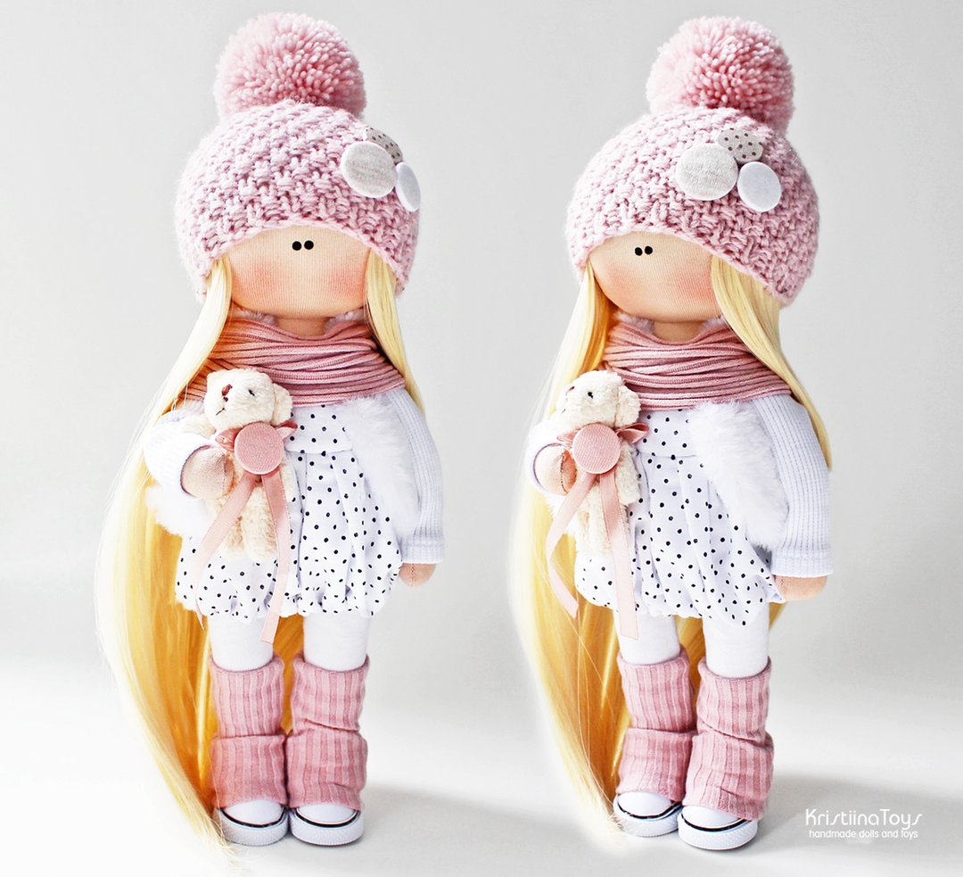 手工禮品 - 手工娃娃 - 手作り人形 - インテリア人形 - Handmade dolls - Textile dolls - Interior decor - 玩偶/公仔 - 其他材质 粉红色