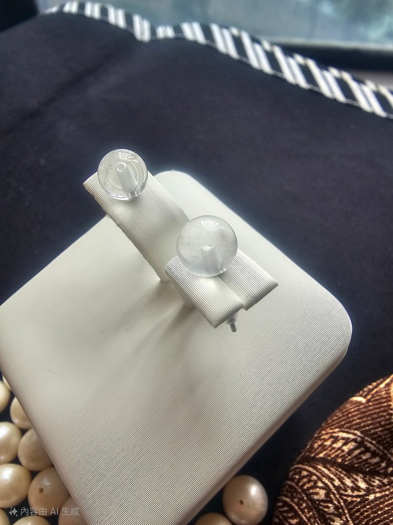 简而美--白水晶耳环 - 耳环/耳夹 - 半宝石 透明