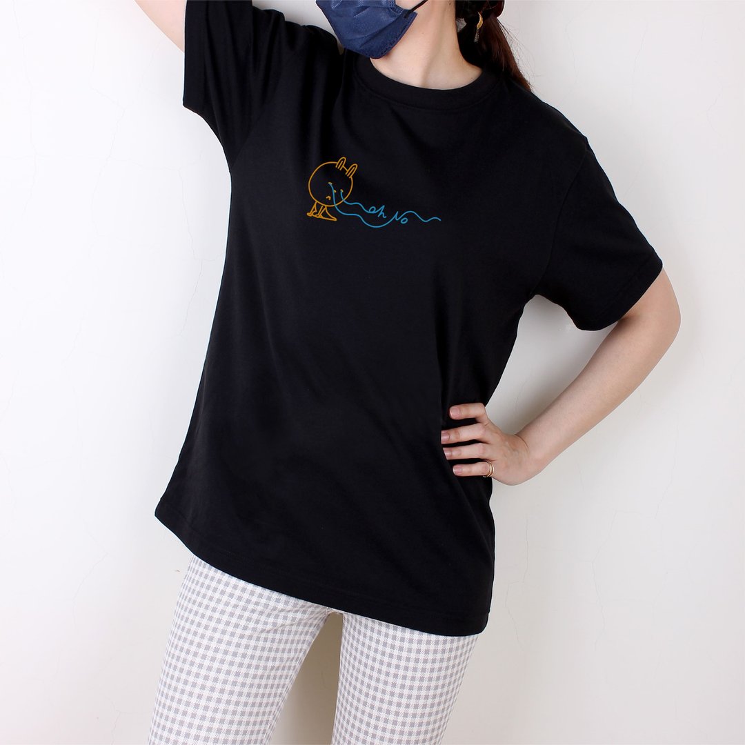 【台丸兄弟】Oh No 兔兔  短T/女上衣/男T恤/T-Shirt - 女装 T 恤 - 棉 黑色
