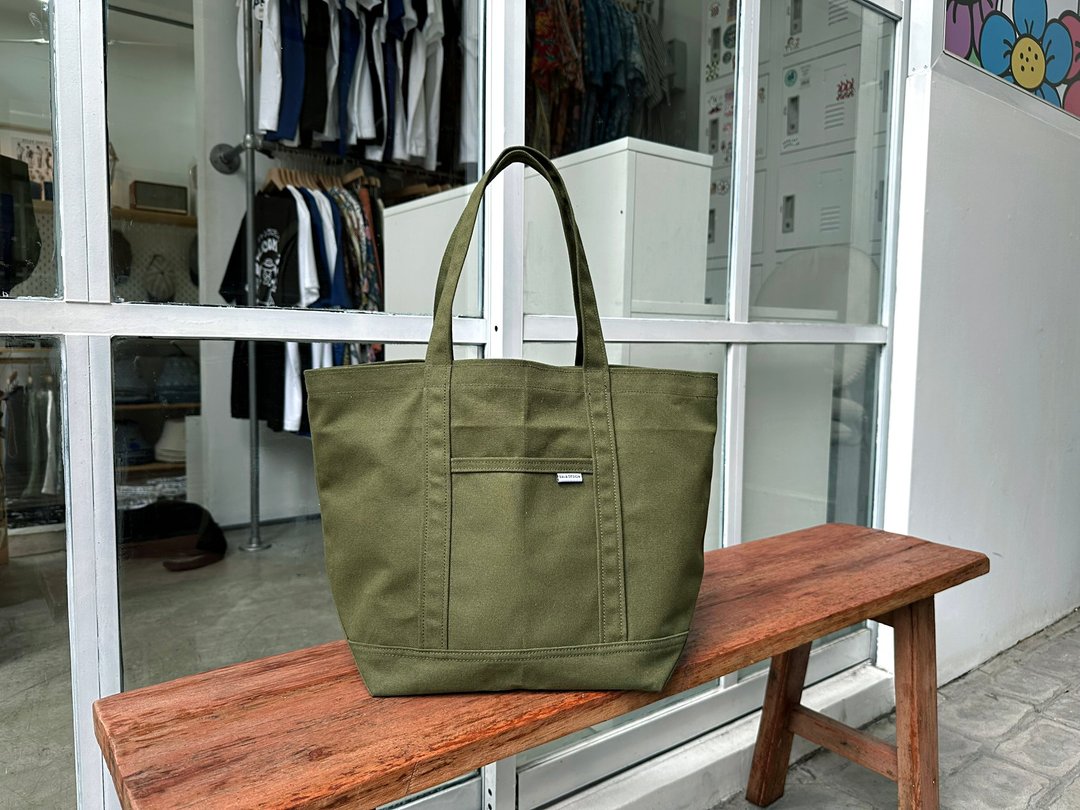 Canvas Tote Bag(M) with Hidden Pocket - Free Shipping - 手提包/手提袋 - 棉 绿色