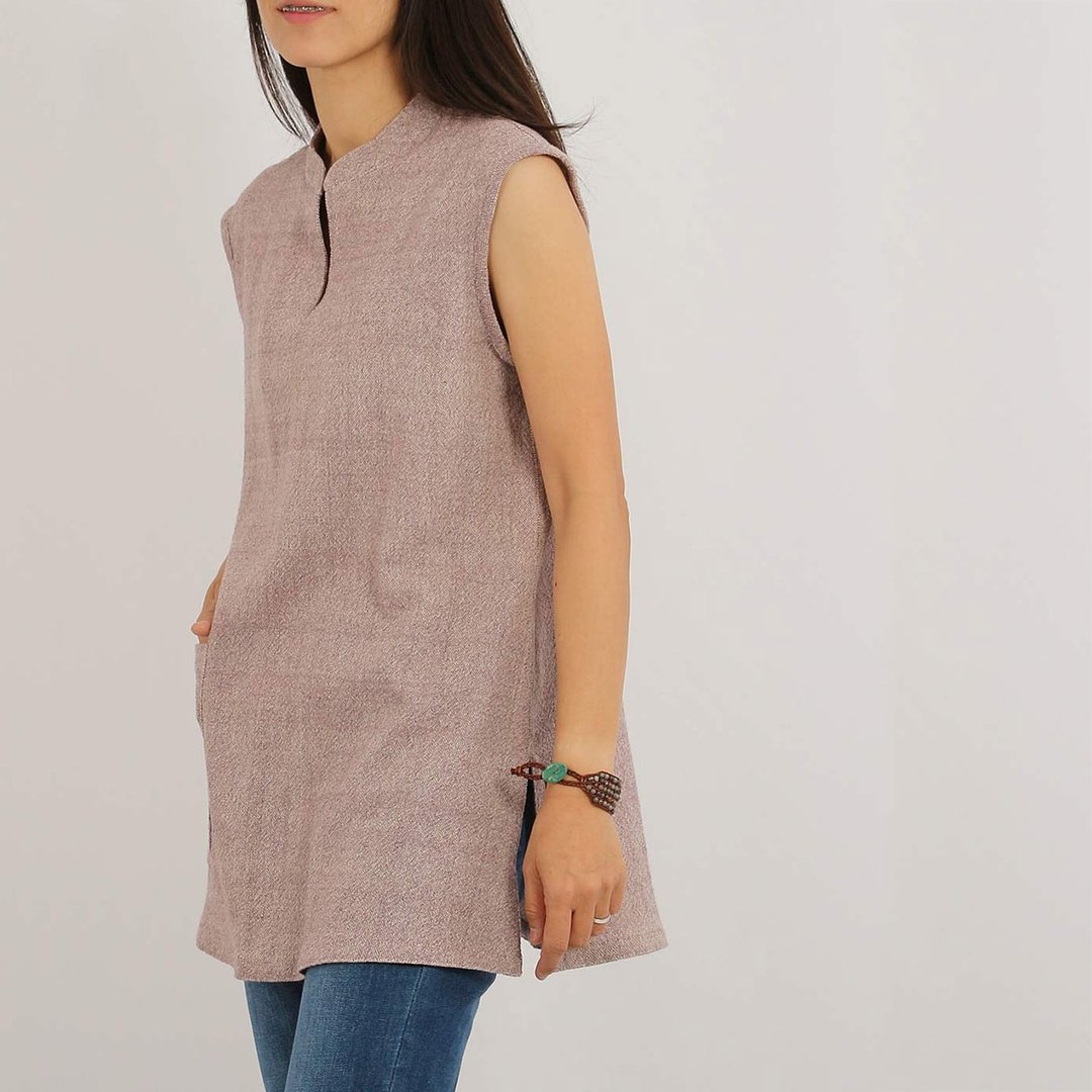 Natural Dyed Cotton Hemp Tunic, Purple / Shellac - 女装上衣 - 棉 紫色