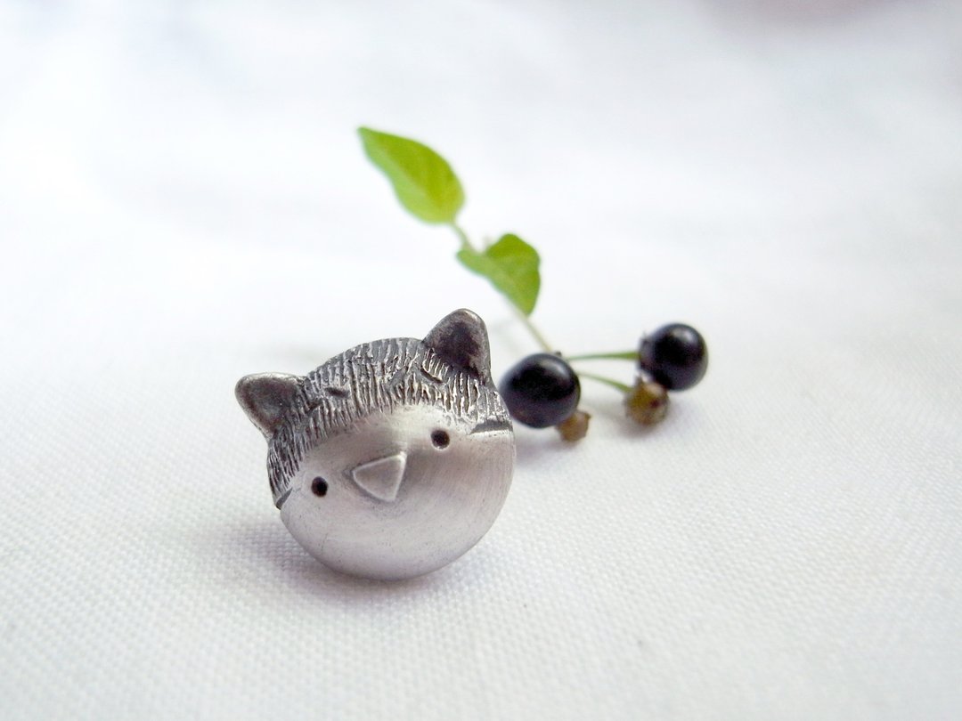我的猫朋友们 · 小黄猫 | 纯银别针 胸针 - 胸针 - 银 灰色