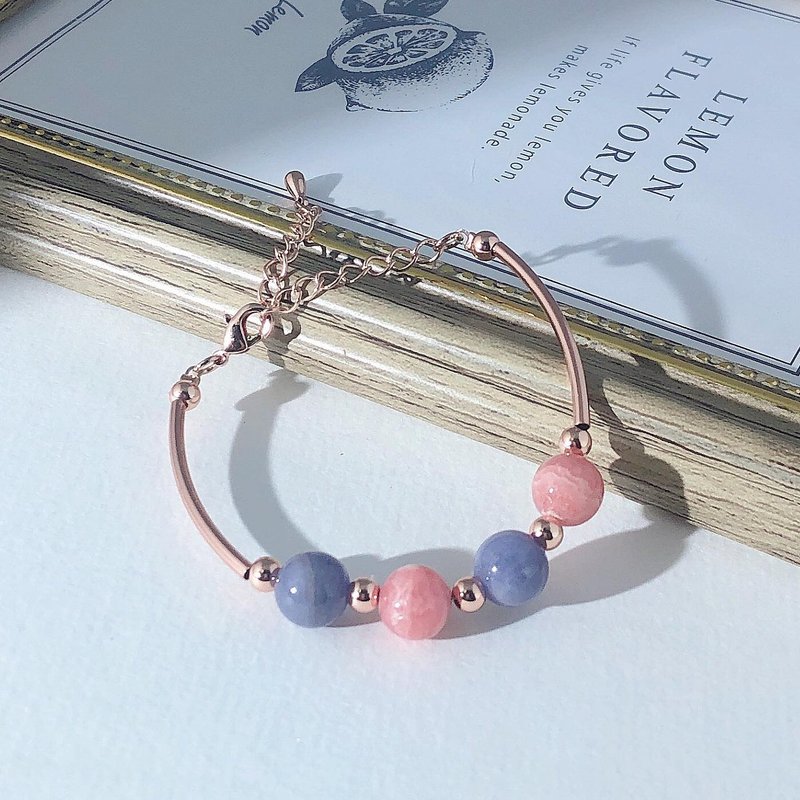 正姻缘 坦桑石  红纹石  水晶手链 天然石 生日礼物  姊妹礼物 - 手链/手环 - 水晶 蓝色