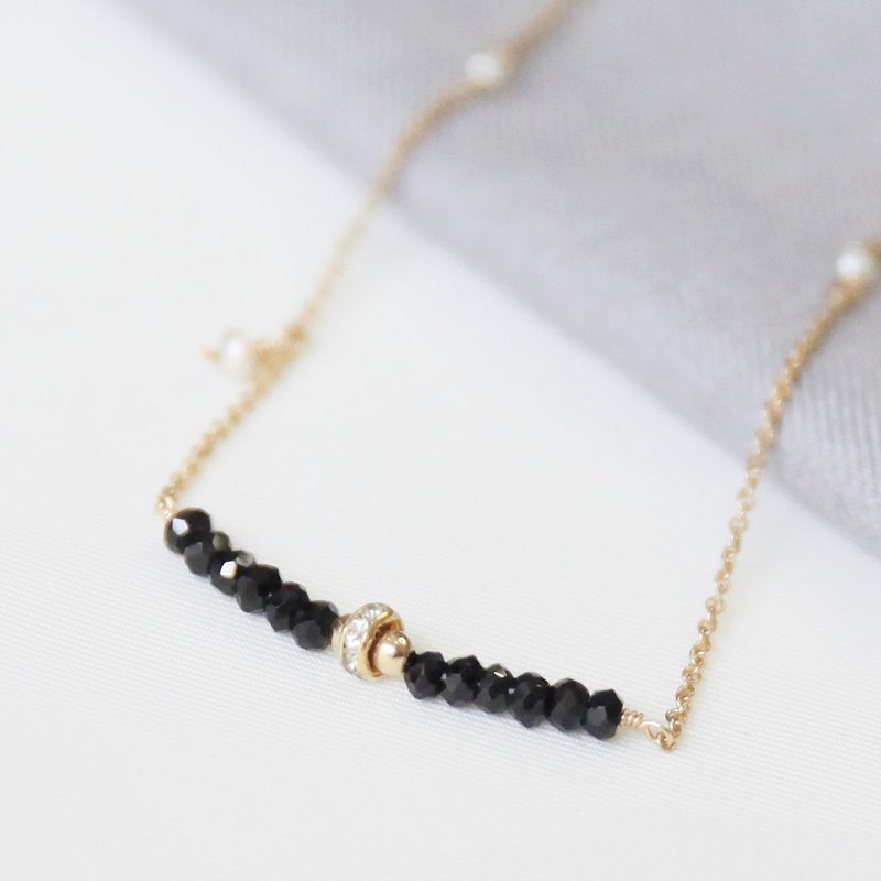 小优雅系列-黑尖晶 Spinel 14K包金手链 - 手链/手环 - 宝石 黑色