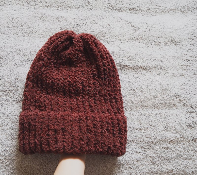 knitted hat handmade - 帽子 - 其他材质 咖啡色