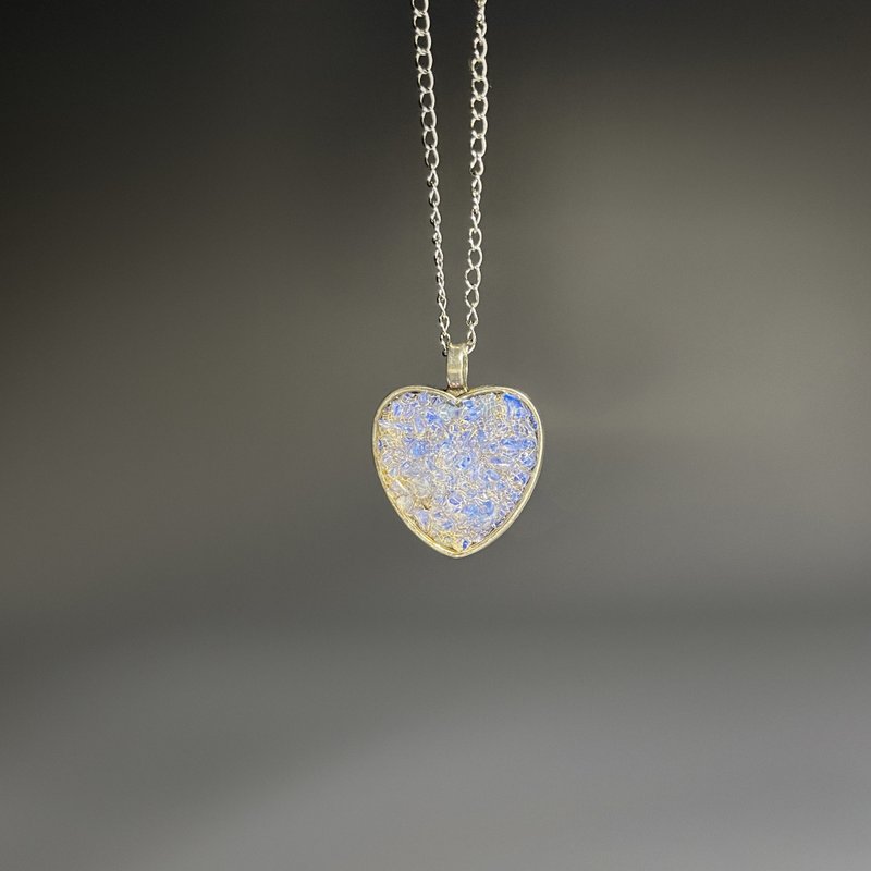 牡羊座月光石心形项链 – 四月诞生石礼物 - 项链 - 石头 蓝色