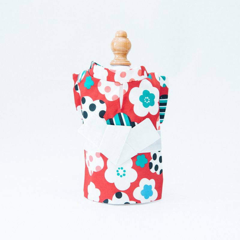 【Momoji】 宠物节日服装 - Harunohi (03-梅洛红) - 衣/帽 - 聚酯纤维 红色