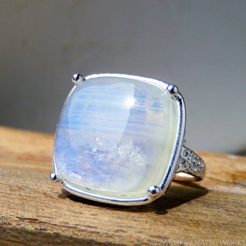 Square Moonstone Ring - 戒指 - 宝石 蓝色