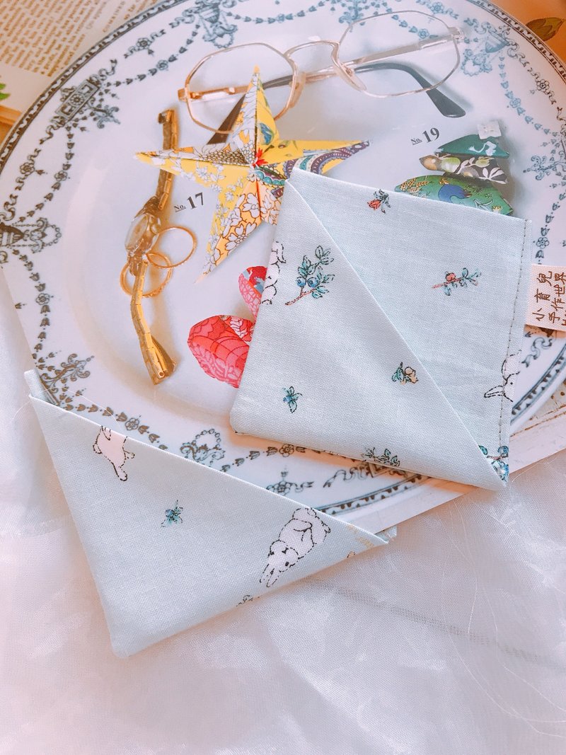 书签/布书签/书角-浅绿兔兔 - 书签 - 棉．麻 绿色