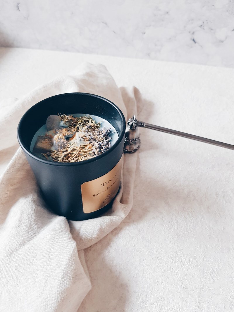 脉轮冥想流沙水晶蜡烛-蓝玉随 - 蜡烛/烛台 - 蜡 蓝色