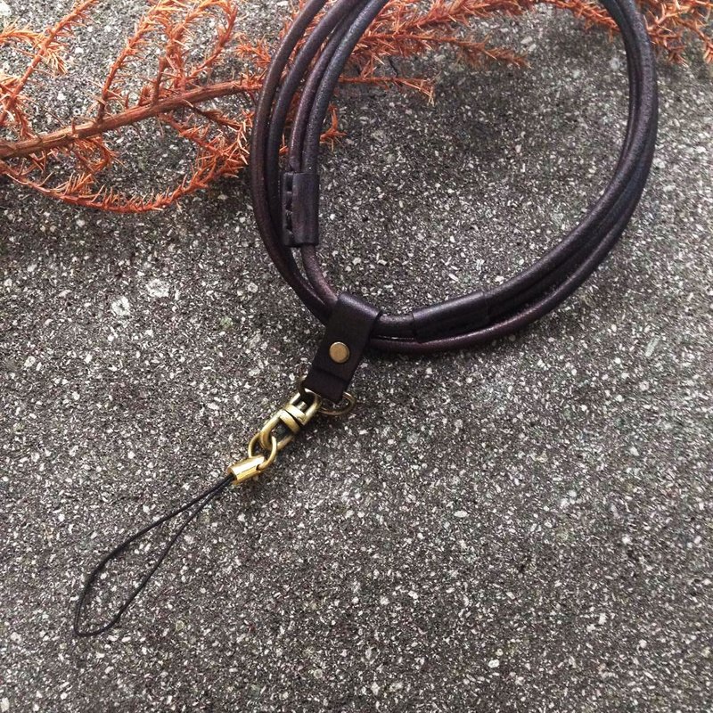 颈绳(细绳头款)真皮可调节式-黑色 证件套识别证专用/重物禁止 - 证件套/卡套 - 真皮 黑色