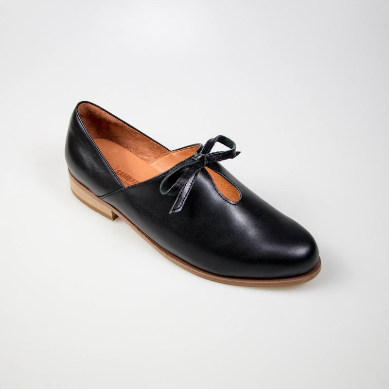 蝴蝶结镂空系带女鞋/黑色/277RC楦 - 其他女款皮鞋 - 真皮 黑色