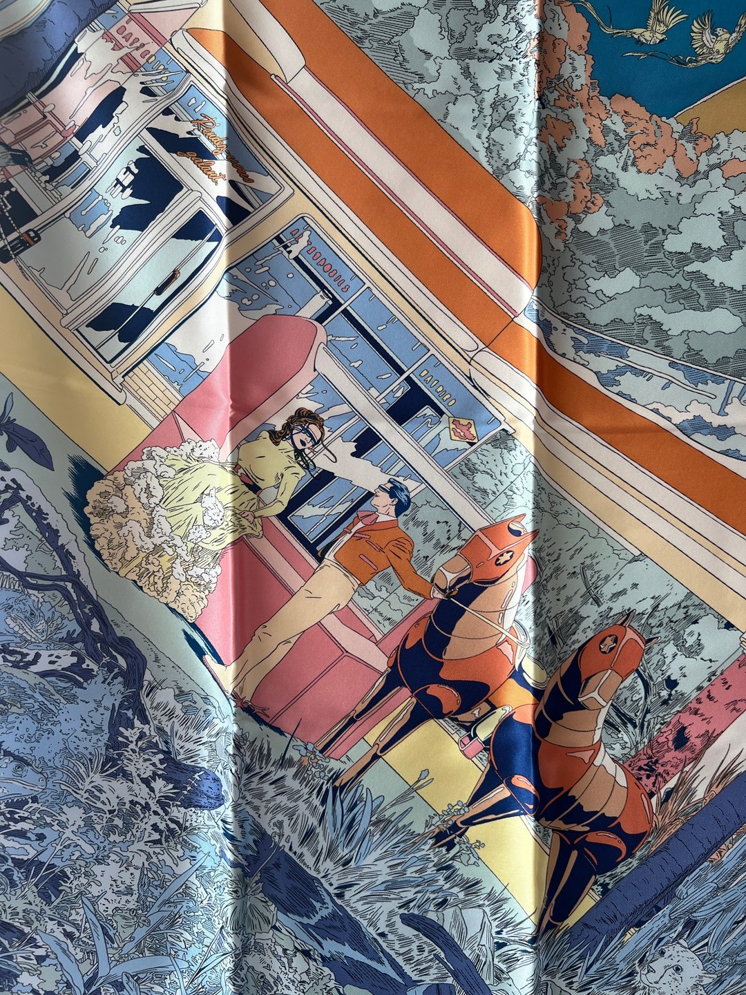 Hermes Scarf 全新丝巾方巾有吊牌 原装盒 日本中古二手vintage - 丝巾 - 丝．绢 蓝色