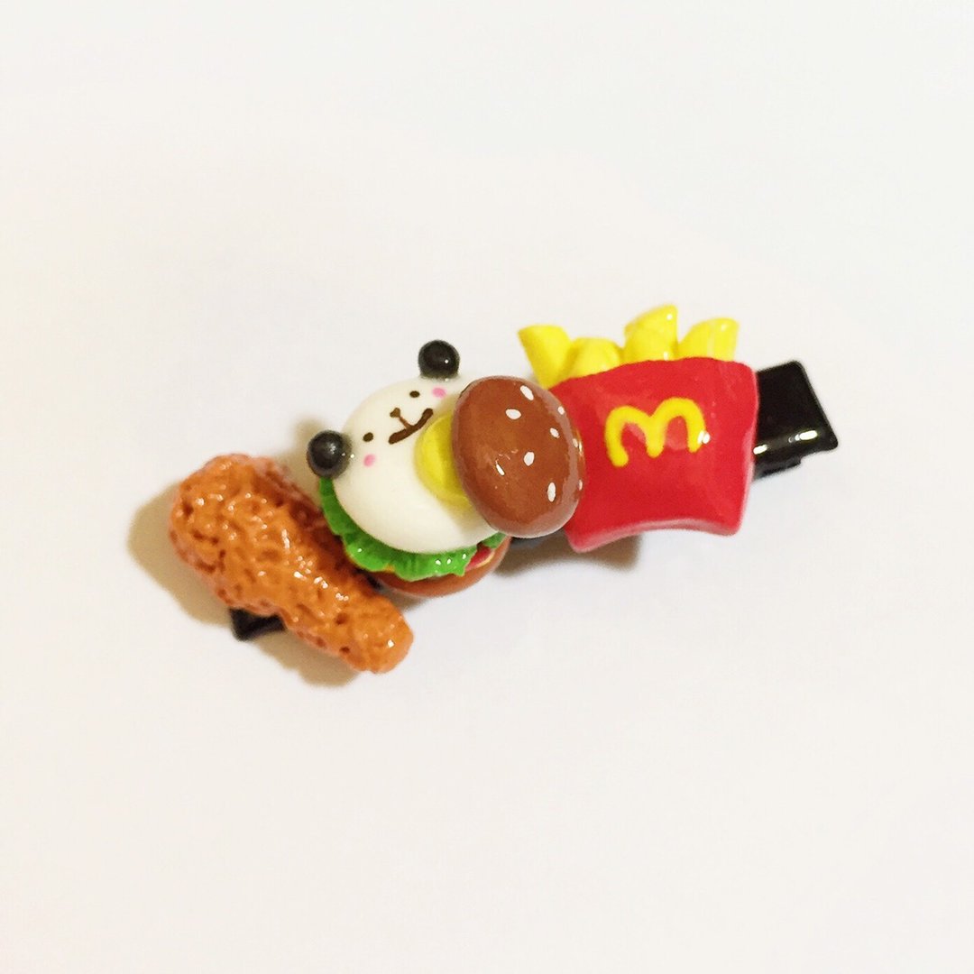 肥滋滋汉堡薯条鸡腿发夹 - 发饰 - 粘土 多色