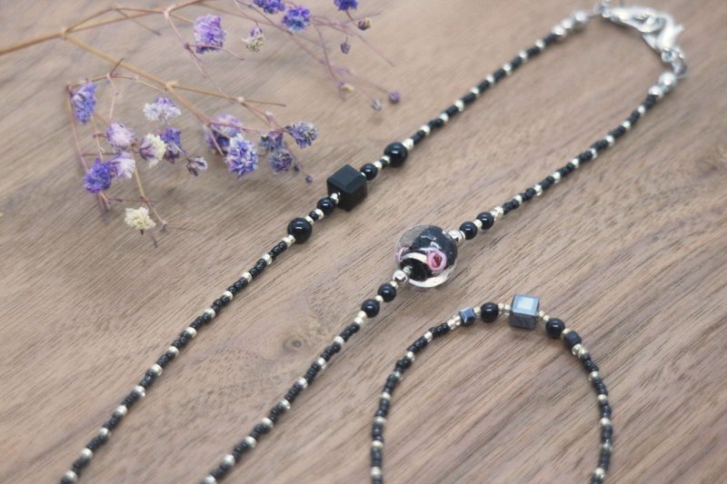 眼镜链、口罩链/流转系列 - 黑 - 口罩 - 琉璃 