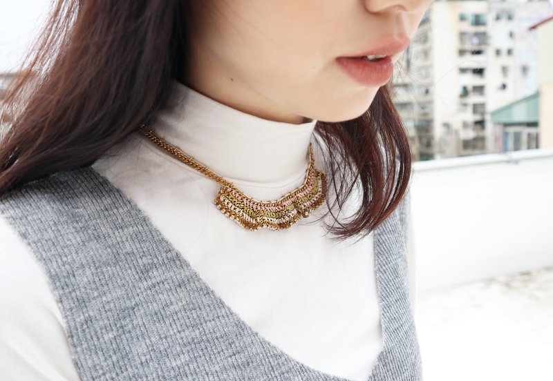 圆氐  圣托里尼希望项链  橄榄绿蔷薇粉 - 项链 - 铜/黄铜 金色