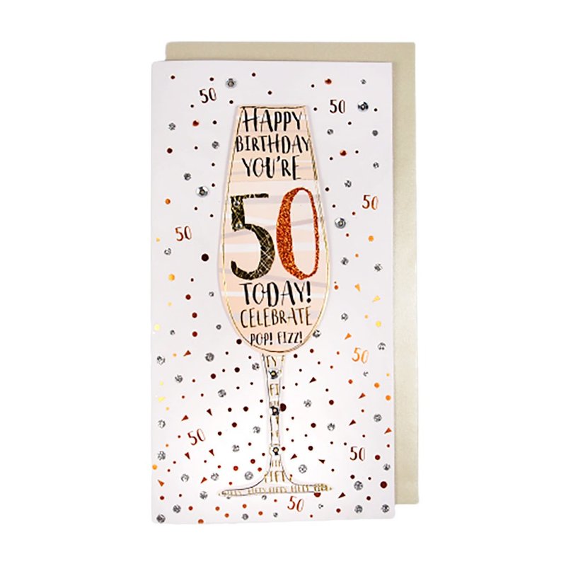 50岁-香槟钻石庆贺【Ling Design-TP岁数卡片 生日祝福】 - 卡片/明信片 - 纸 多色
