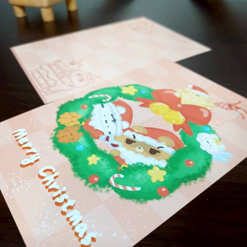 圣诞花圈 - 圣诞明信片 - 系列3 - 卡片/明信片 - 纸 红色