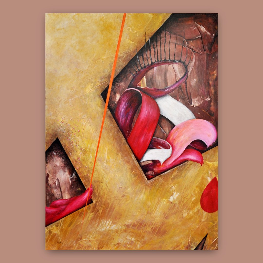 左脸的小丑的左脸 /艺术挂画 /抽象画 /灵魂画作 /装饰油画 - 海报/装饰画/版画 - 颜料 金色