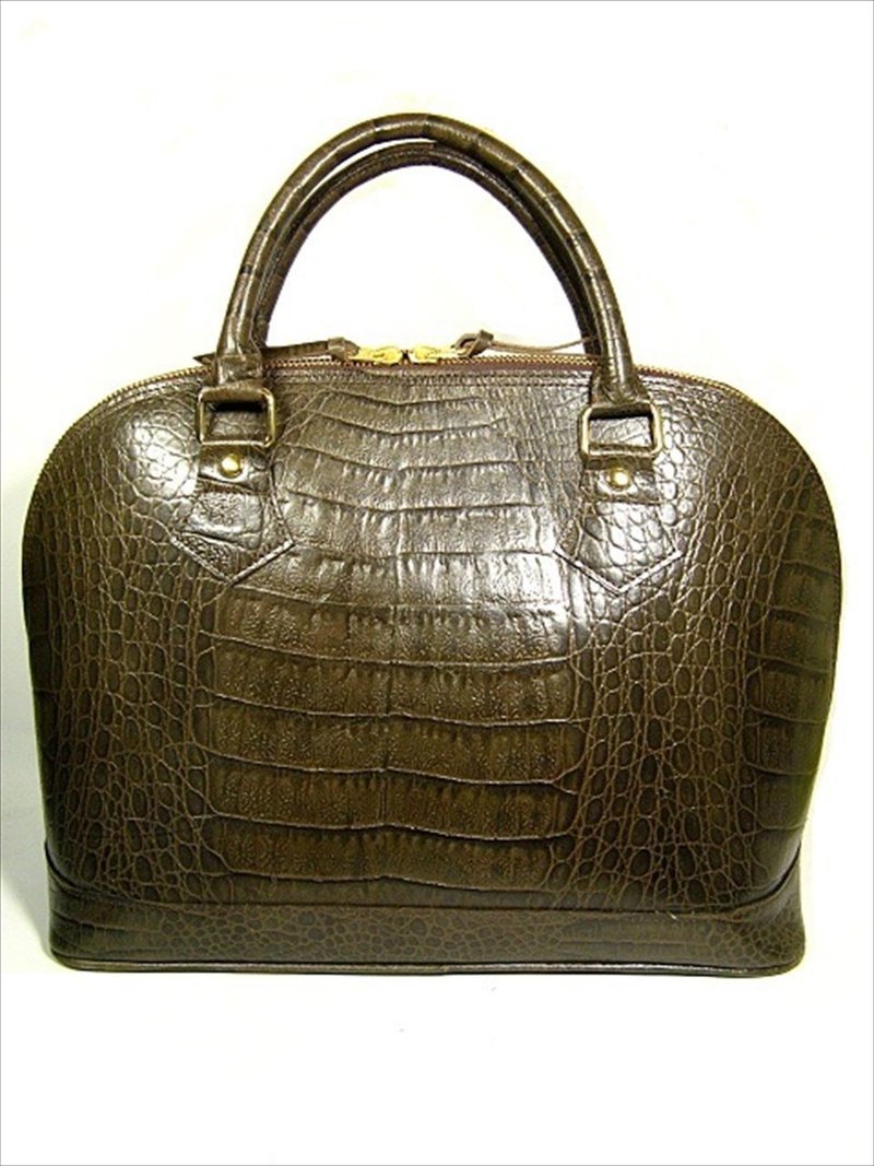 Crocodile stamped cowhide handbag - 手提包/手提袋 - 真皮 黑色