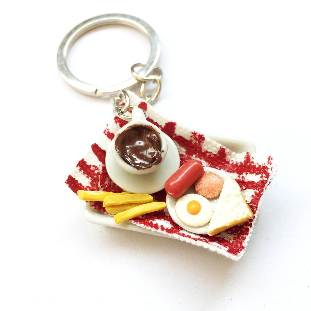 breakfast set keychain 2 - 钥匙链/钥匙包 - 粘土 红色