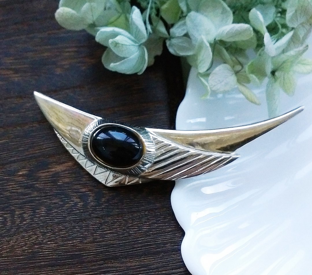 Vintage Jewelry 西洋古董饰品 ART DECO 前卫微笑 冷色调 别针 - 徽章/别针 - 其他金属 金色
