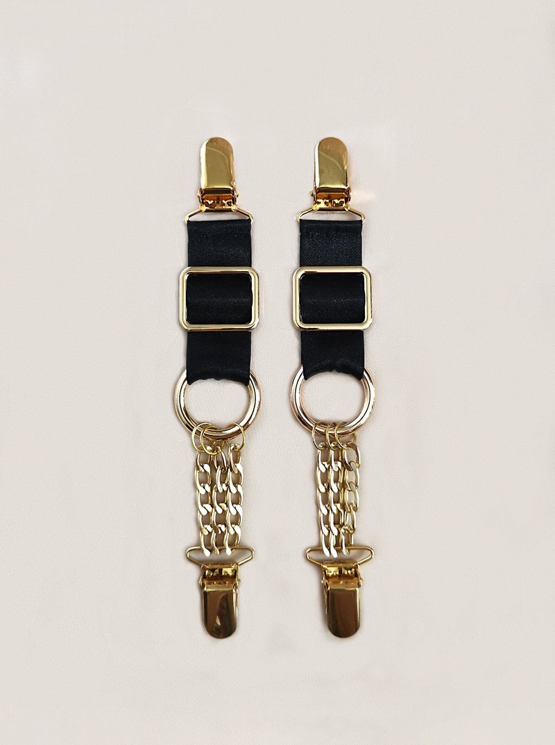 Suspender straps - Garter clips set - Stockings clips - Sexy chain jewelry - 其他 - 尼龙 黑色