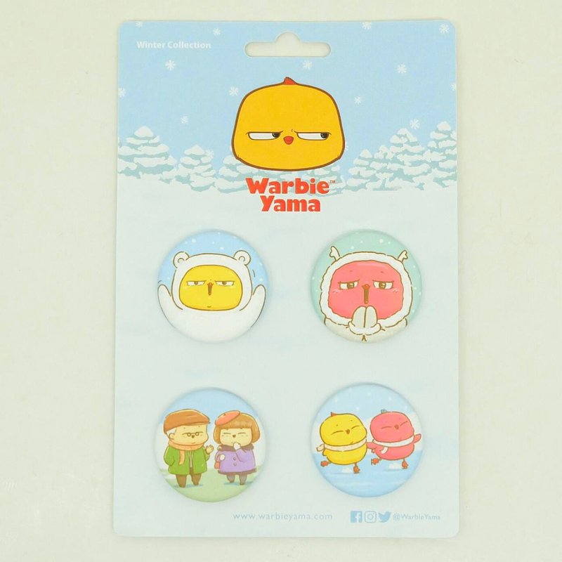 Button Pin Winter edition (4pins in a pack) - 胸针 - 其他金属 多色